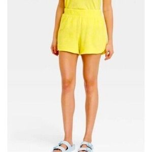 A New Day Bright Yellow Terry Mid-Rise Shorts Size  XXL NEW